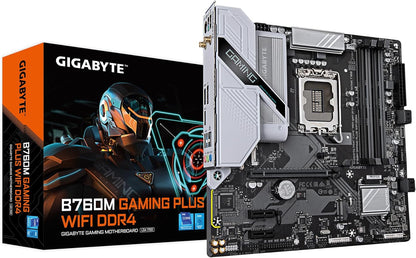 GIGABYTE B760M Gaming plus Wifi DDR4 LGA 1700 Intel B760 M-ATX Motherboard, 2* M.2, Pcie 4.0, Front USB 3.2 Gen 1 Type-C, 6 Gbe LAN, Q-Flash Plus, Ez-Latch