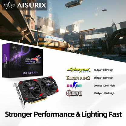 AISURIX RX 580 8GB GDDR5 Graphics Card 2*HDMI/1*DP Gaming GPU