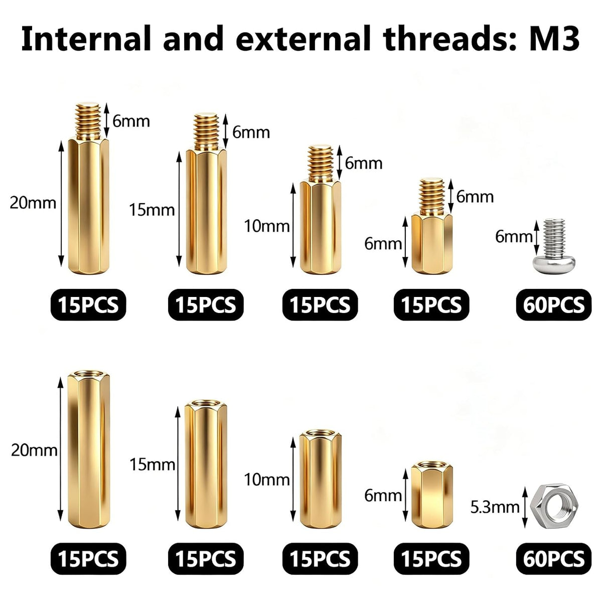 640PCS M3 Brass and Nylon Hex Motherboard Standoffs Kit