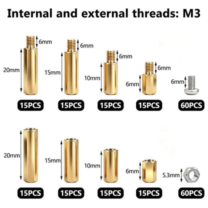 640PCS M3 Brass and Nylon Hex Motherboard Standoffs Kit