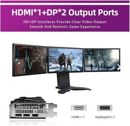 AISURIX RX 580 8GB GDDR5 Graphics Card 2*HDMI/1*DP Gaming GPU
