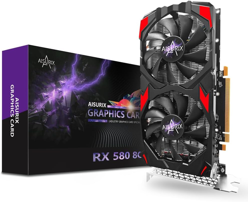 AISURIX RX 580 8GB GDDR5 Graphics Card 2*HDMI/1*DP Gaming GPU