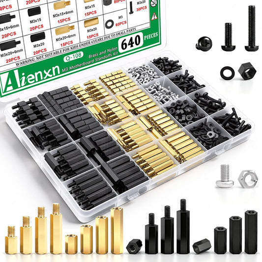 640PCS M3 Brass and Nylon Hex Motherboard Standoffs Kit