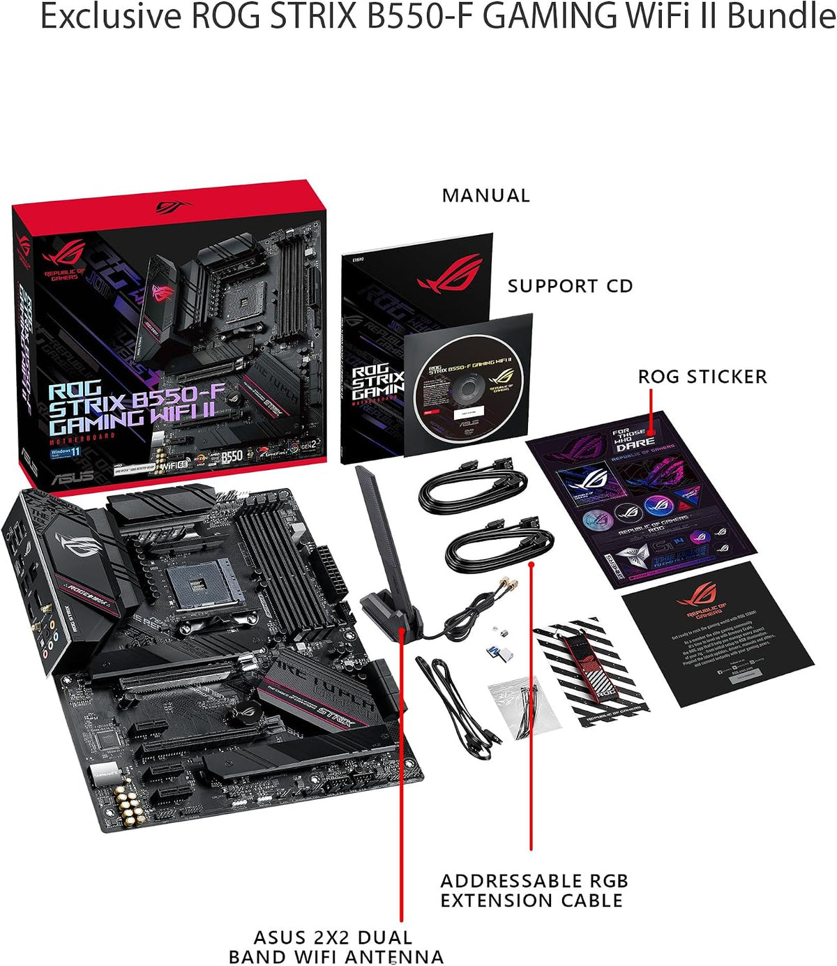 Asus ROG Strix B550-F Gaming Wifi II AMD AM4 (3Rd Gen Ryzen) ATX DDR4 Gaming Motherboard (Pcie 4.0, Wifi 6E, 2.5Gb LAN, BIOS Flashback, HDMI 2.1, Addressable RGB Header and Aura Sync)