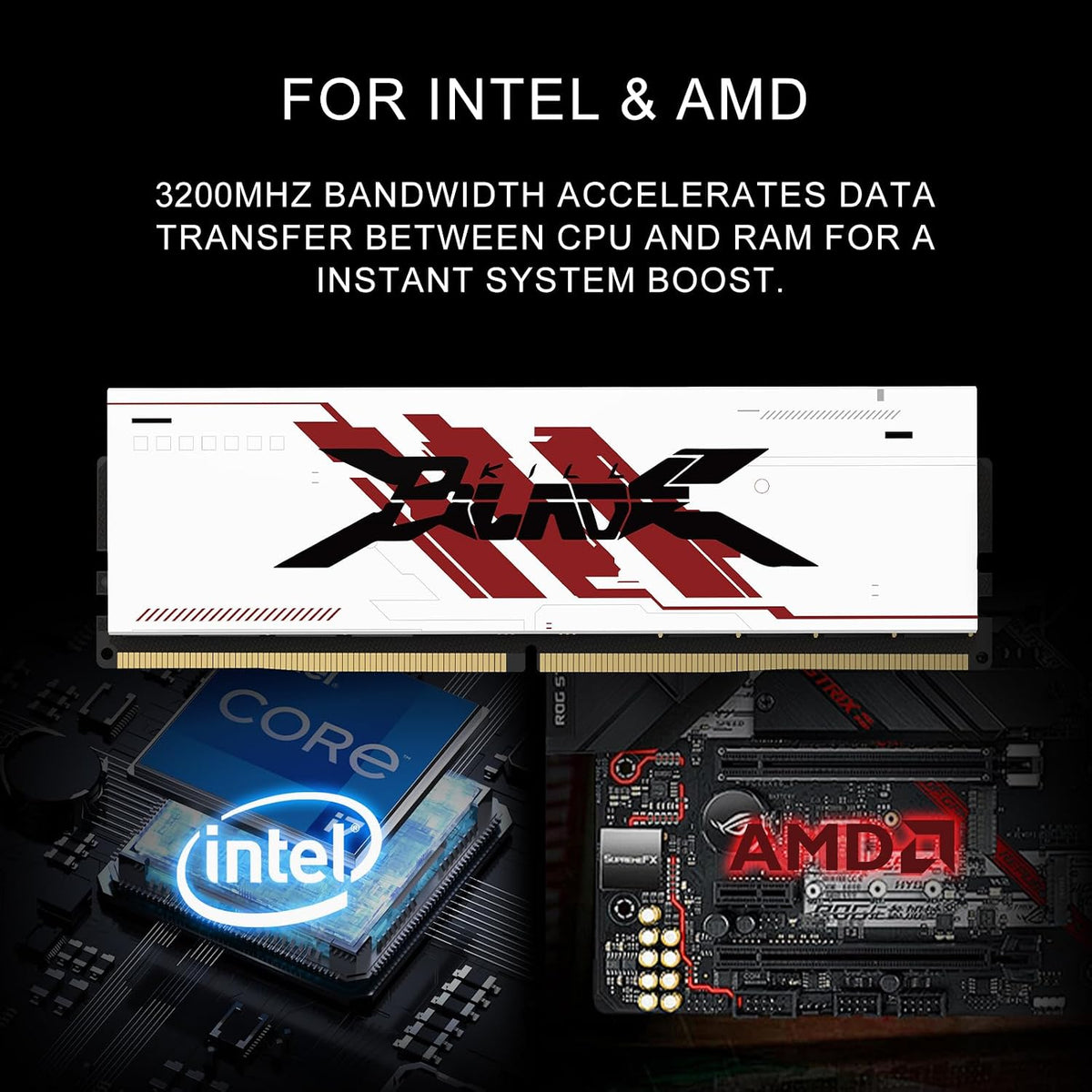 32GB DDR4 3200Mhz RAM (2X16Gb) UDIMM CL16 White