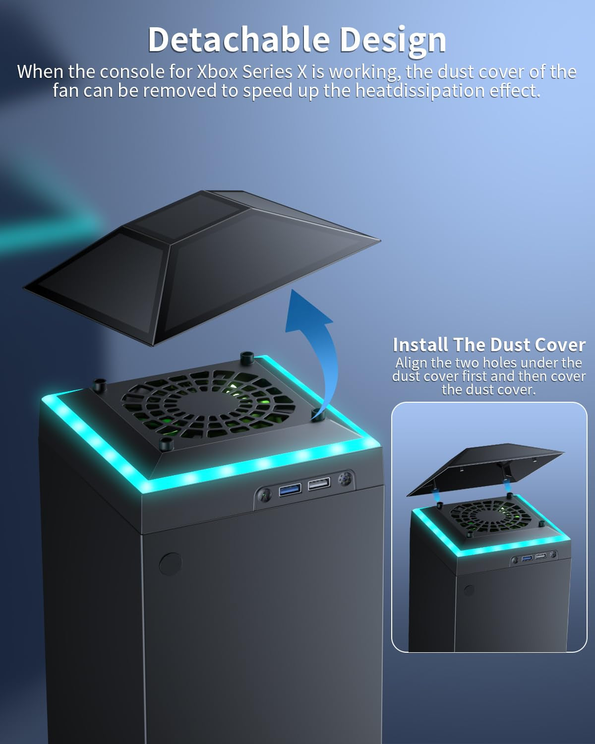 Cooling Fan Dust Proof for Xbox Series X Console with Colorful Light