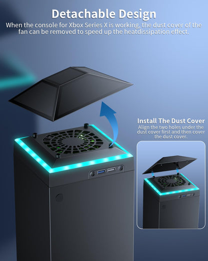 Cooling Fan Dust Proof for Xbox Series X Console with Colorful Light