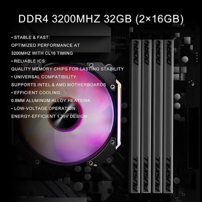 32GB DDR4 3200Mhz RAM (2X16Gb) UDIMM CL16 White