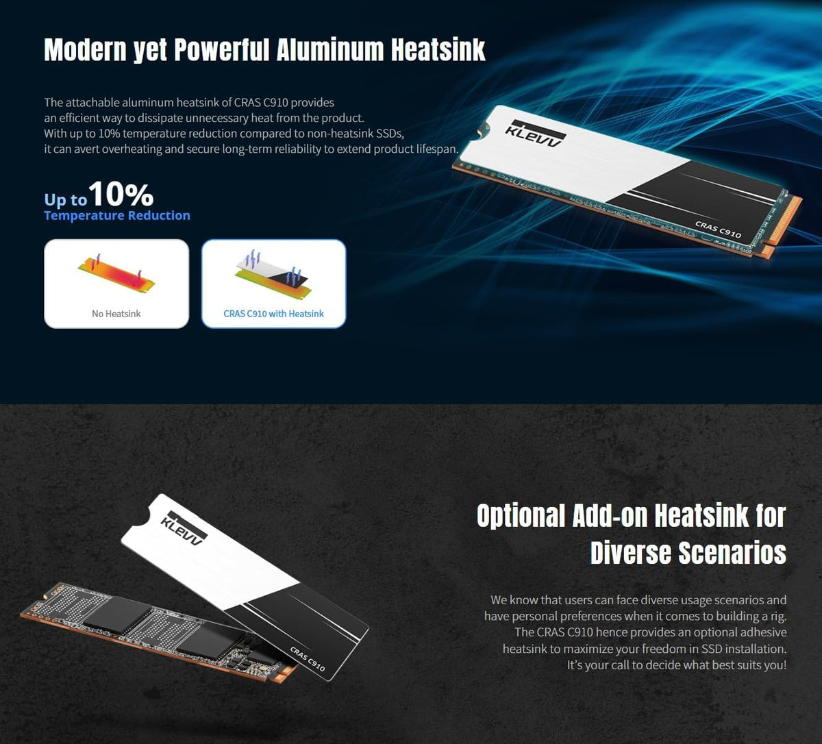 CRAS C910 2TB M.2 2280 Nvme Pcie Gen4X4 Laptop & Desktop Internal SSD Heatsink Included, up to 5200Mb/S (K02TBM2SP0-C91)